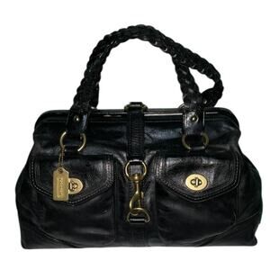 NOT FOR SALE Coach Daphne Black Leather Doctor Satchel Bag with braided handle